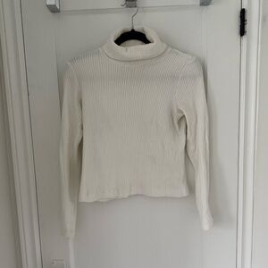 Club Monaco Ivory Ribbed Knit Top